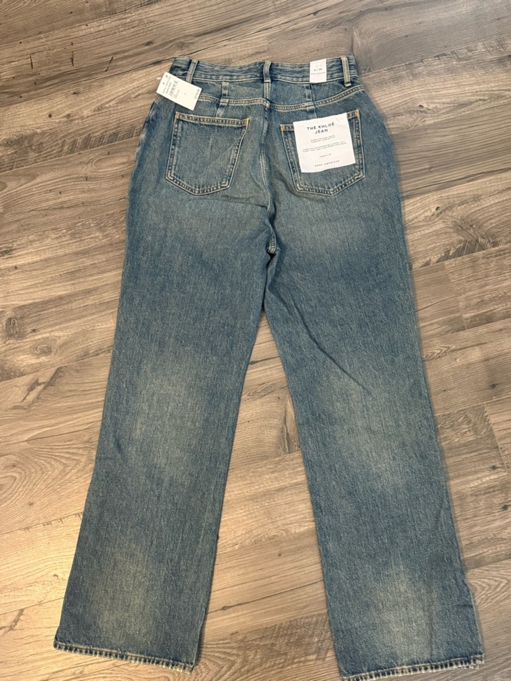 Good American The Khloé High Waist Patch Denim Straight Leg Jeans - Picture 2 of 10